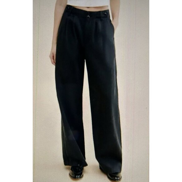 MADEWELL The Harlow Wide-Leg Lightweight Twill Pants Black Women’s Size 2P - Picture 1 of 16